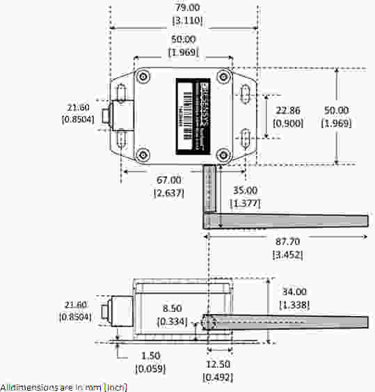 The dimensions of the Wireless Displacement/Crack Meter SenSpot