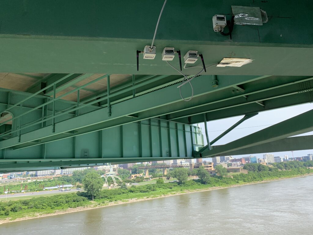Installed Resensys Wireless Strain Gauges SenSpot Sensors I-40 Bridge Detect Cracks Memphis Interstate 40 Bridge Connecting Arkansas and Tennessee Structural Health Monitoring