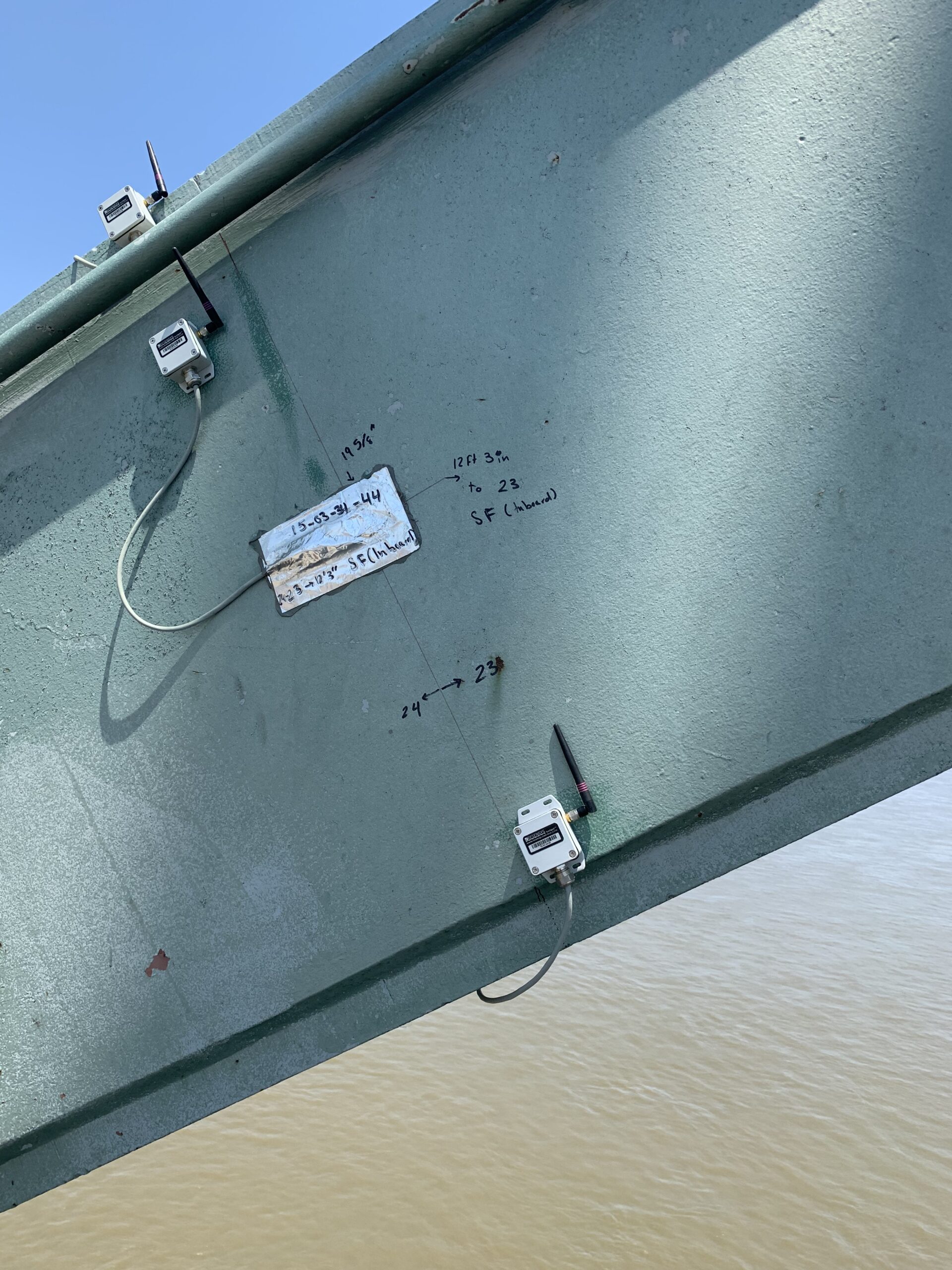 Installed Resensys Wireless Strain Gauge SenSpot Sensors I-40 Bridge Detect Cracks Memphis Interstate 40 Bridge Connecting Arkansas and Tennessee Structural Health Monitoring