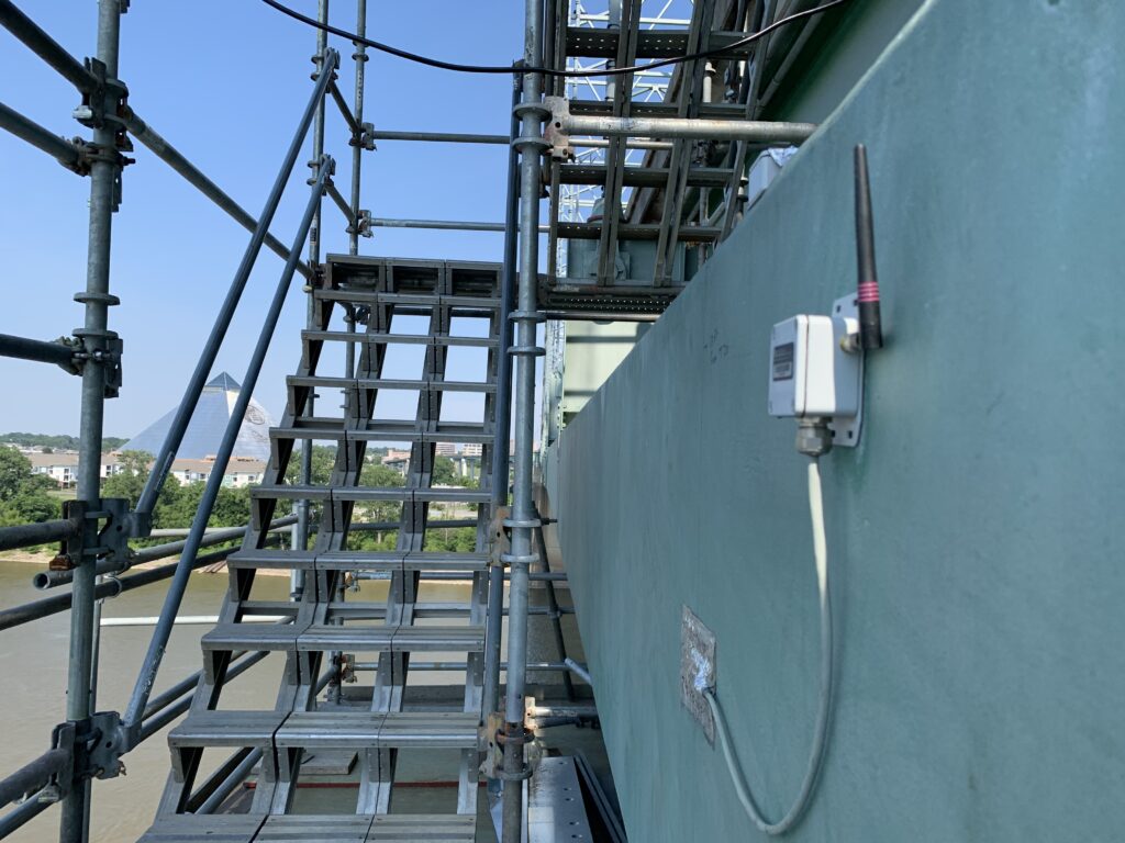 Installed Resensys Wireless Strain Gauge SenSpot Sensors I-40 Bridge Detect Cracks Memphis Interstate 40 Bridge Connecting Arkansas and Tennessee Structural Health Monitoring