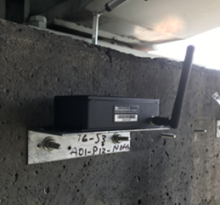 Wireless Accelerometer SenSpot™ on a pier of the Clairton-Glassport Bridge