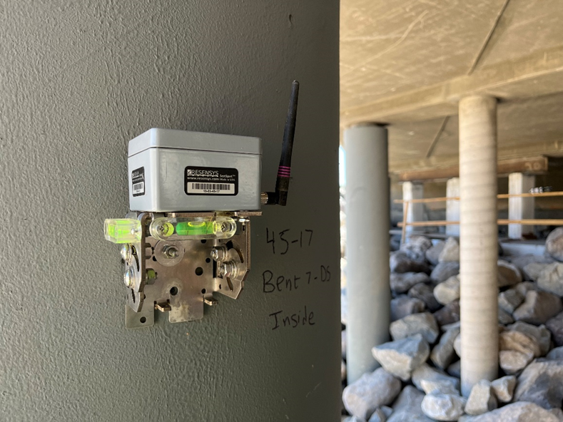 Wireless tilt meter SenSpotTM for Bridge Pier and Settlement Monitoring (part of scour monitoring project)