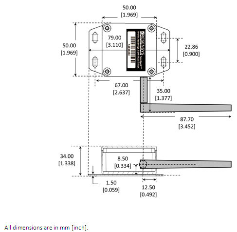 The dimensions of the Wireless Vibration/Acceleration SenSpot