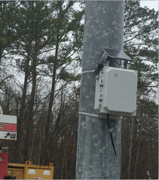 Senimax bound to a post by zip-ties
