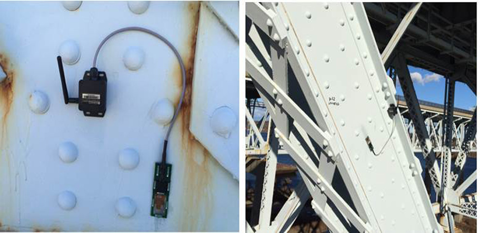 Resensys strain monitoring solution used during bridge erection.